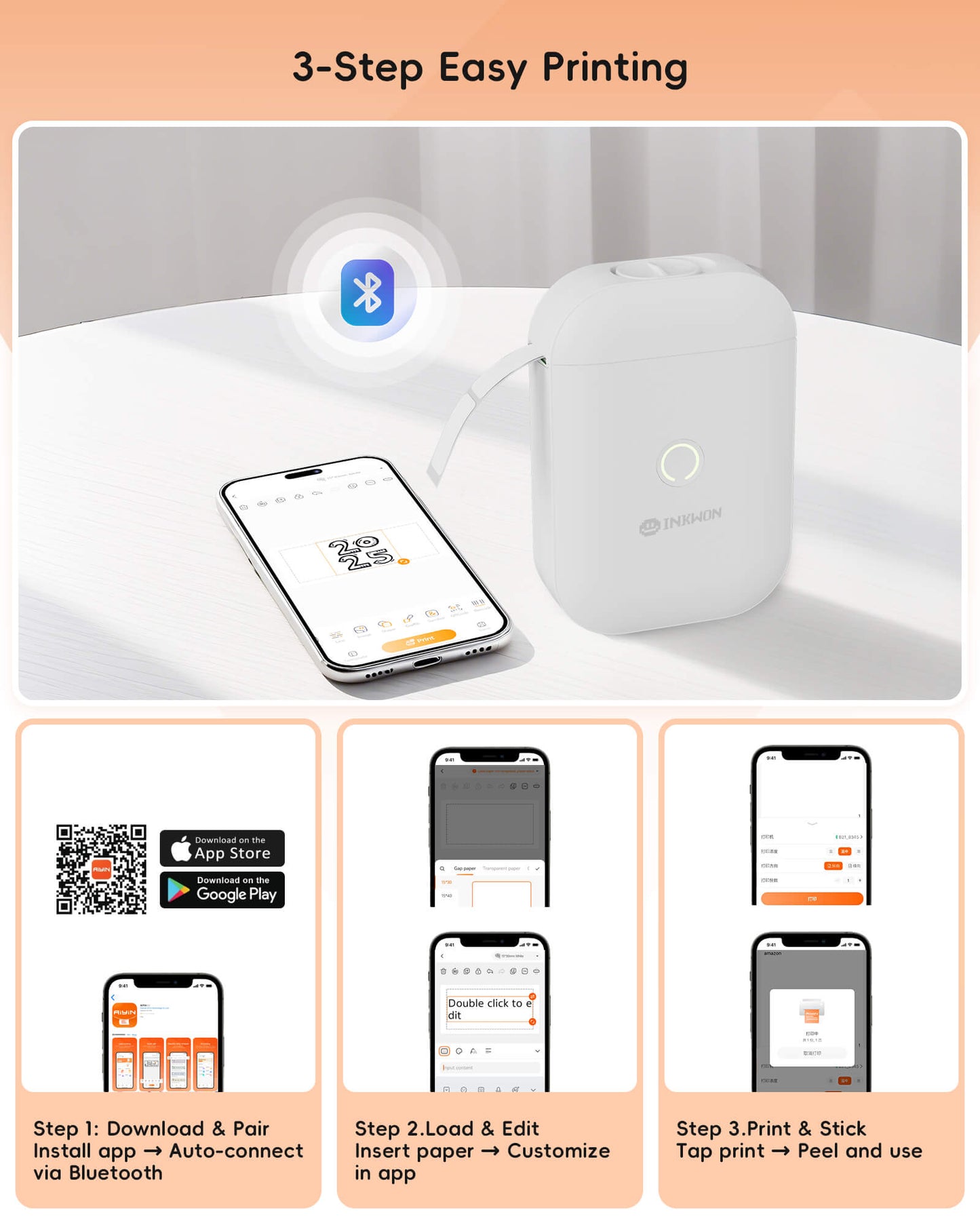 Inkwon D11S Portable Wireless Label Printer