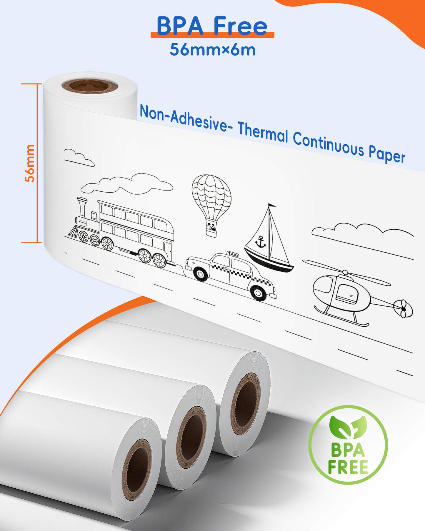 Inkwon B21 Thermal Continuous Paper - White (3 Rolls)