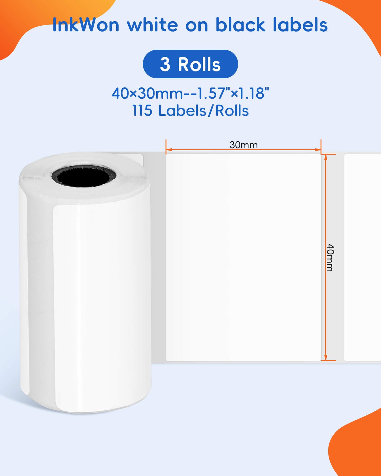 Inkwon B21 Thermal Gap Paper - White (3 Rolls)