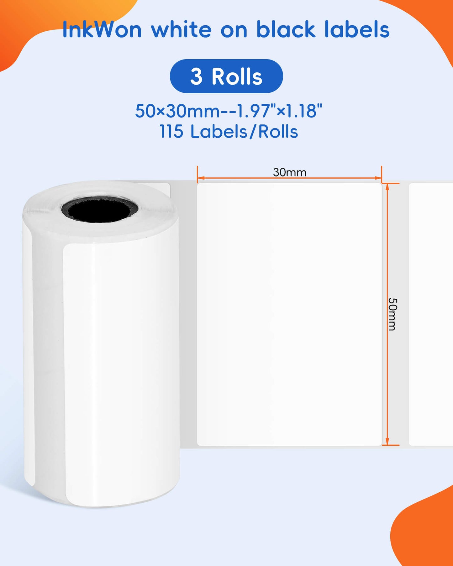 Inkwon B21 Thermal Gap Paper - White (3 Rolls)