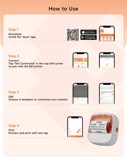 Inkwon B21 Pocket Note & Label Printer