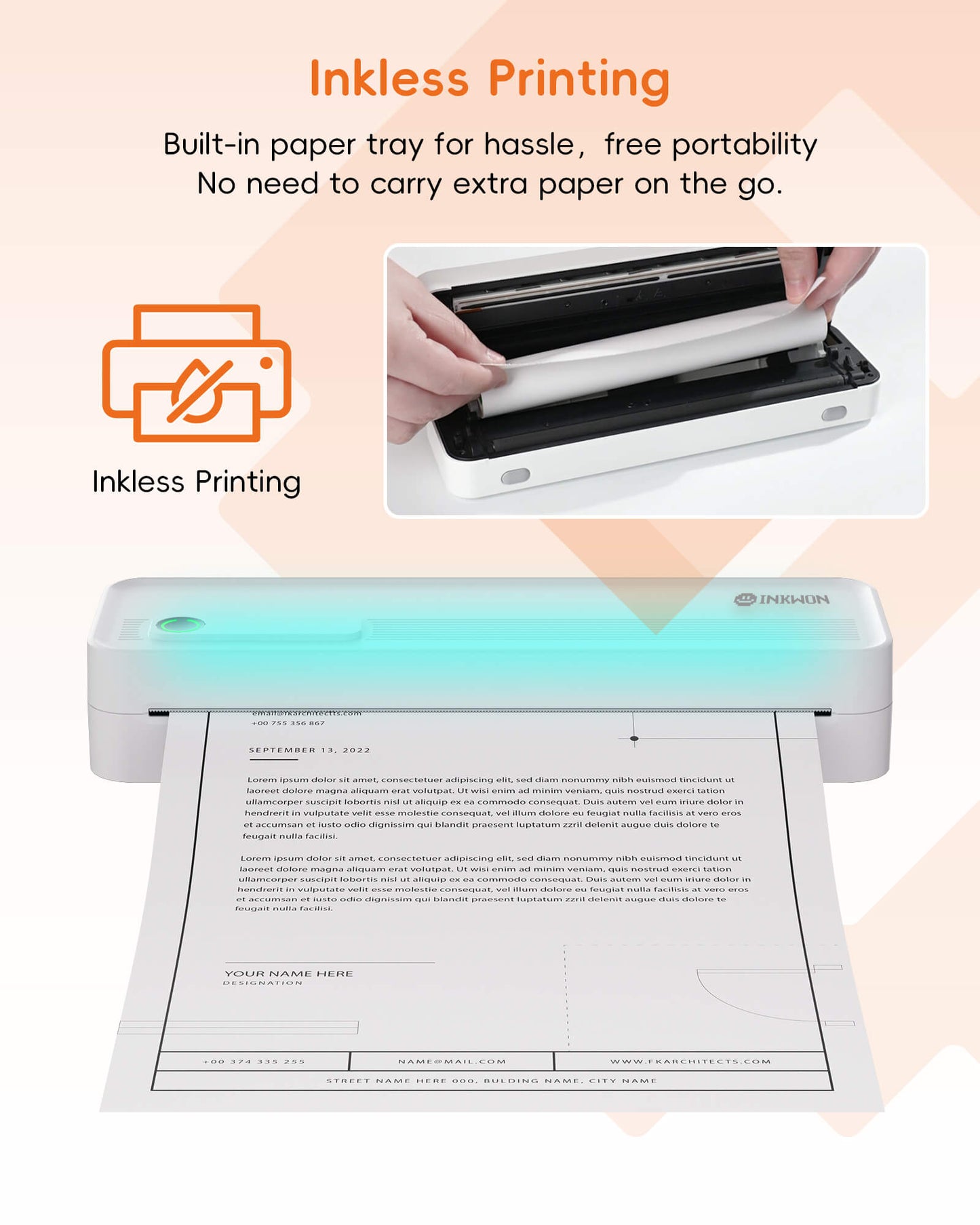 Inkwon A41 Portable Wireless A4 Printer