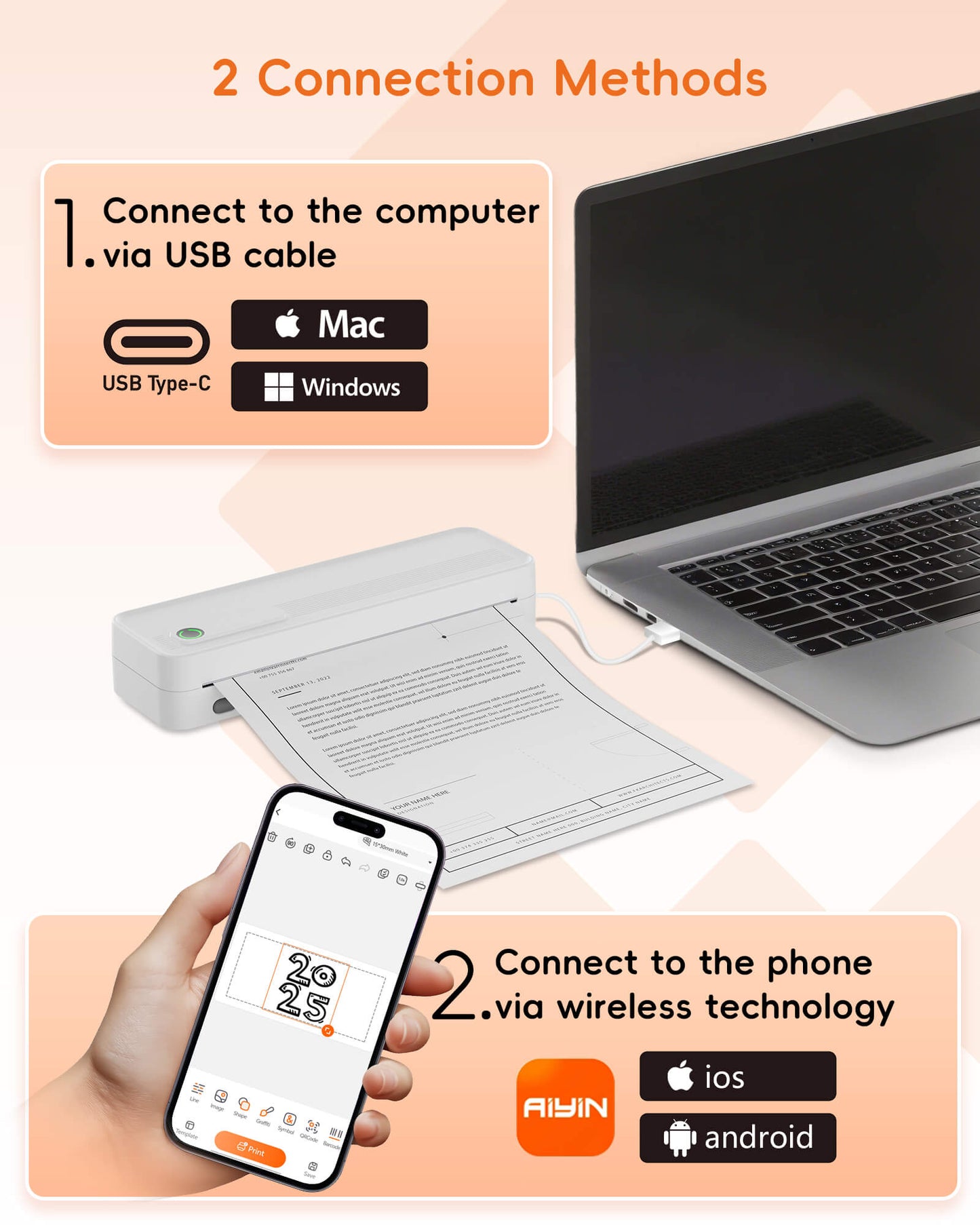 Inkwon A41 Portable Wireless A4 Printer