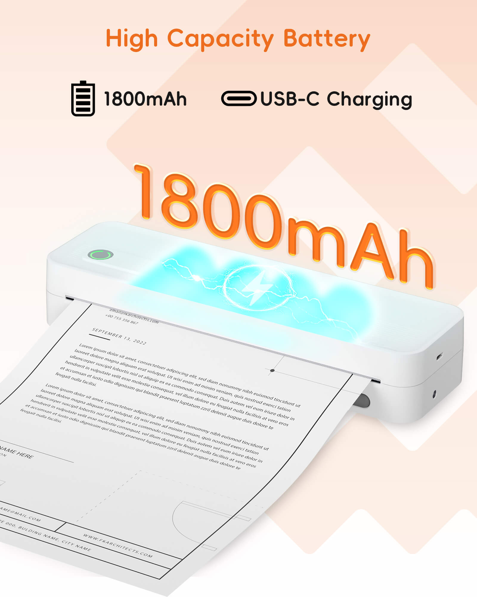 Inkwon A4 Portable Thermal Printer - Wireless, Mobile & Inkless