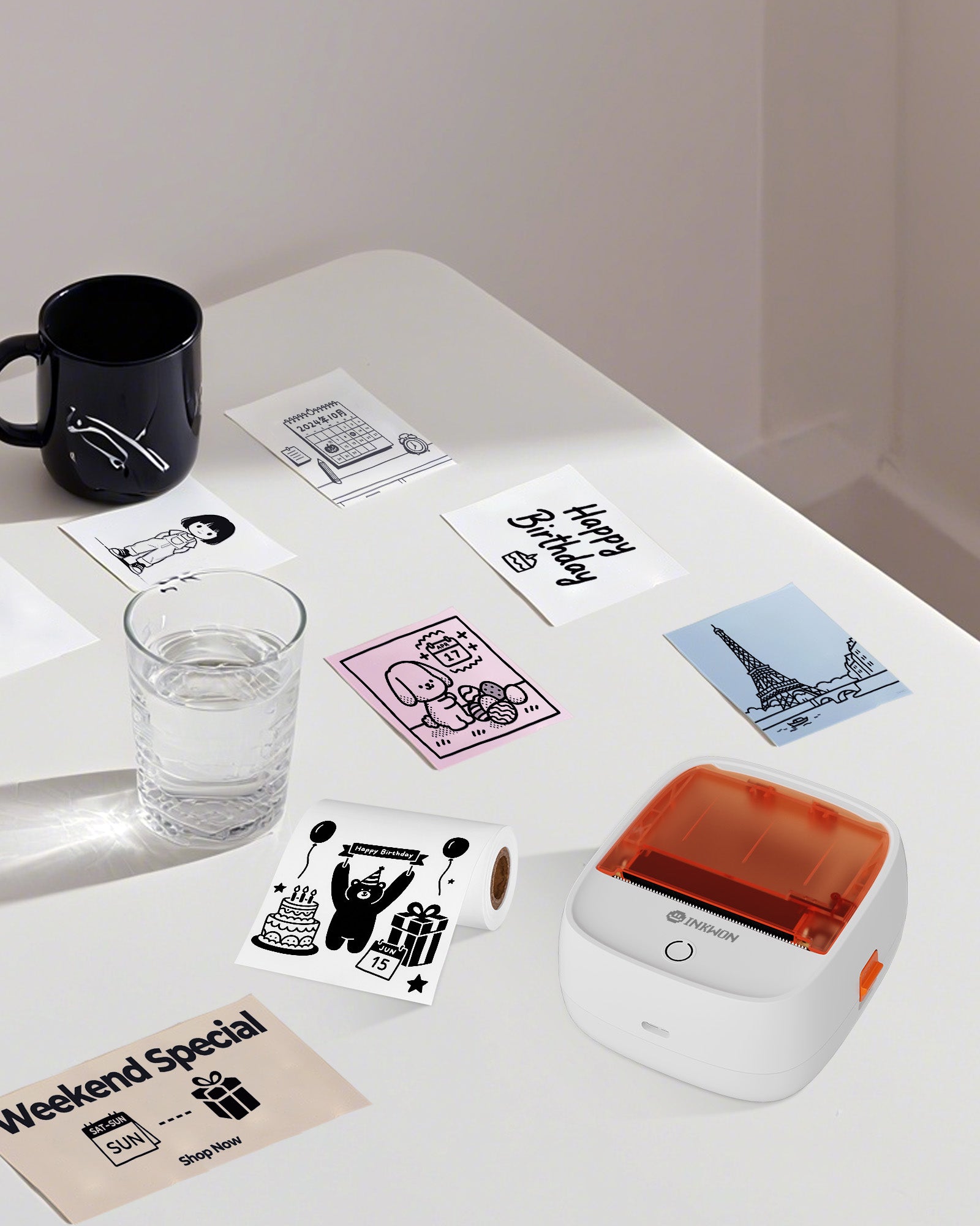 Inkwon B21 Thermal Continuous Paper - Mixed Color (3 Rolls)